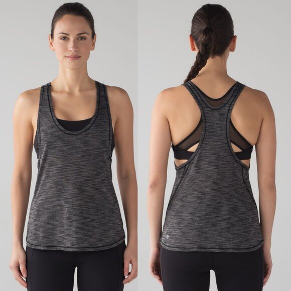 Lululemon Glide and Stride Tank Light Luon In Heathered Black Size 4 - Picture 1 of 7